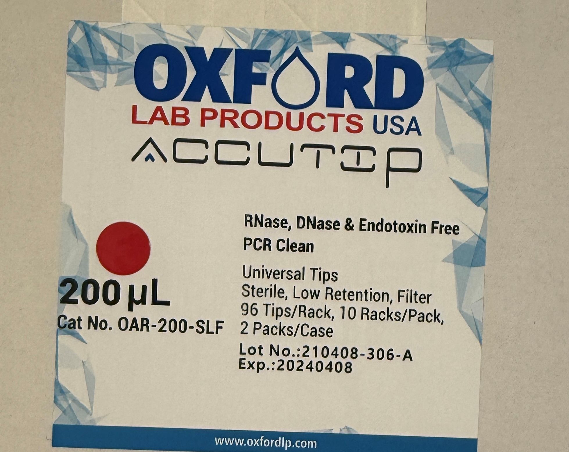 Oxford Universal Low Retention Filter Tips 200 µL